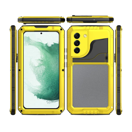 For Samsung Galaxy S22 5G Metal + Silicone Phone Case with Screen Protector(Yellow) by buy2fix