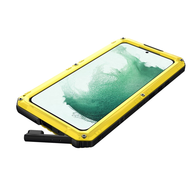 For Samsung Galaxy S22+ 5G Metal + Silicone Phone Case with Screen Protector(Yellow) by buy2fix