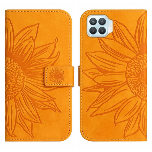For OPPO A73 4G Skin Feel Sun Flower Pattern Flip Leather Phone Case with Lanyard(Yellow) by buy2fix