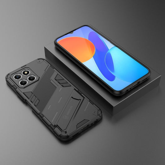 For Honor X8 5G Punk Armor PC + TPU Phone Case with Holder(Black) by buy2fix