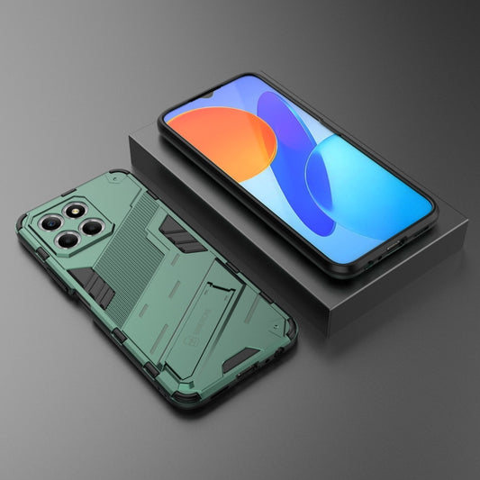 For Honor X8 5G Punk Armor PC + TPU Phone Case with Holder(Green) by buy2fix