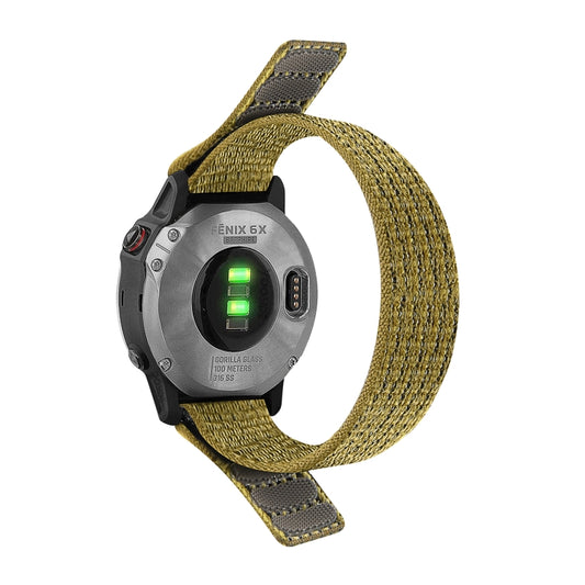 For Garmin Fenix 7 Hook And Loop Fastener Nylon Watch Band(Yellow Green) by buy2fix
