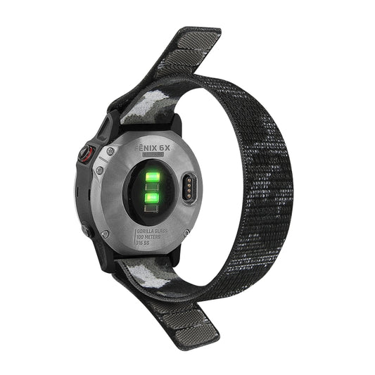For Garmin Fenix 7 Hook And Loop Fastener Nylon Watch Band(Grey Camouflage) by buy2fix