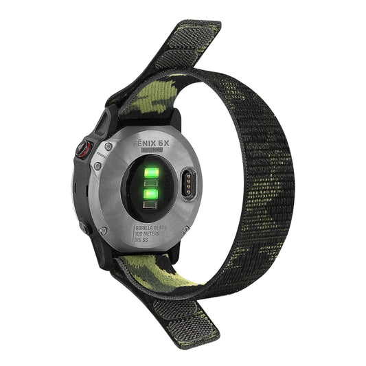 For Garmin Fenix 7 Hook And Loop Fastener Nylon Watch Band(Camouflage Green) by buy2fix