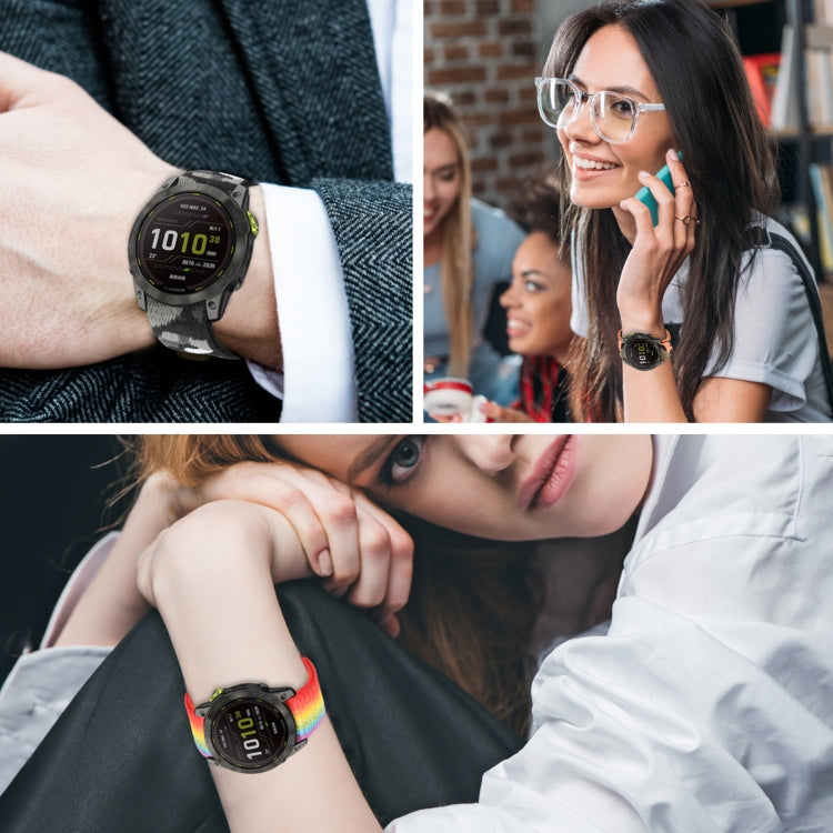 For Garmin Fenix 7 Hook And Loop Fastener Nylon Watch Band(Yellow Green) by buy2fix