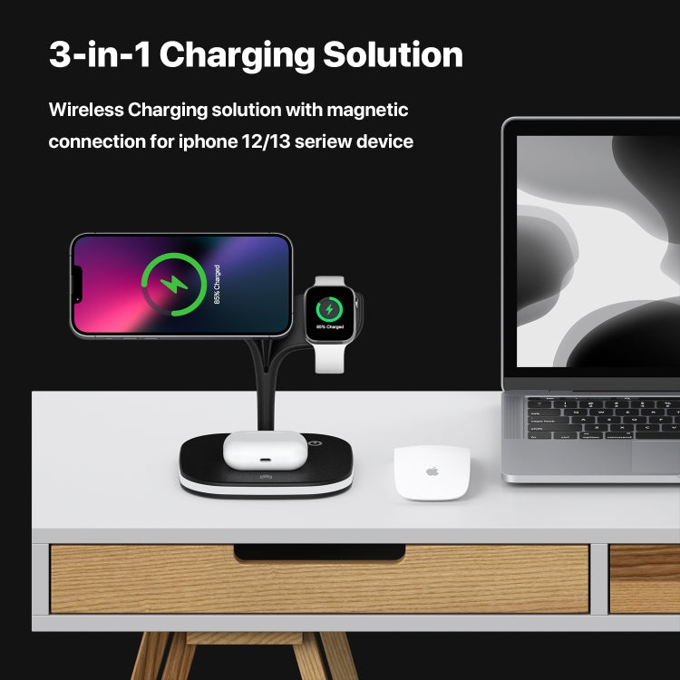 YM-UD22 15W 5 in 1 Magnetic Wireless Charger with Stand Function(Black) by buy2fix