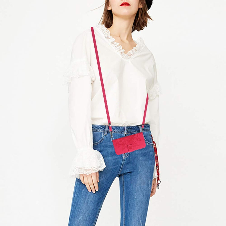 For ZTE Axon 30 5G Skin Feel Sun Flower Pattern Flip Leather Phone Case with Lanyard(Rose Red) by buy2fix