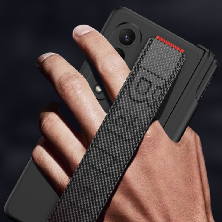 For Samsung Galaxy Z Fold4 GKK Integrated Magnetic Folding Hinge Phone Case with Wrist Strap & Pen Holder(Carbon Fiber) by GKK