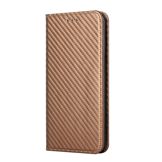 For vivo Y22s Carbon Fiber Texture Magnetic Flip Leather Phone Case(Brown) by buy2fix