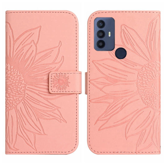 For TCL 30 SE/30E/306/305 Skin Feel Sun Flower Pattern Flip Leather Phone Case with Lanyard(Pink) by buy2fix