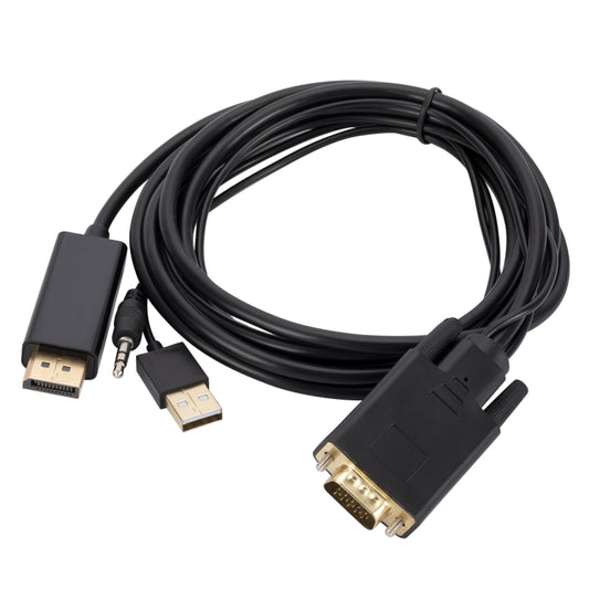 VGA to DisplayPort Adapter Cable with Audio Band Power Supply, Length: 1.8m(Black) by buy2fix