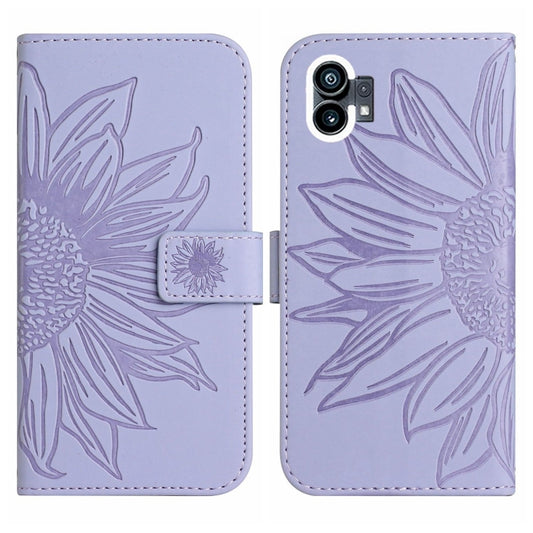 For Nothing Phone 1 Skin Feel Sun Flower Pattern Flip Leather Phone Case with Lanyard(Purple) by buy2fix