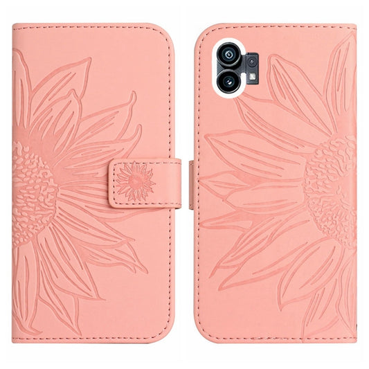 For Nothing Phone 1 Skin Feel Sun Flower Pattern Flip Leather Phone Case with Lanyard(Pink) by buy2fix