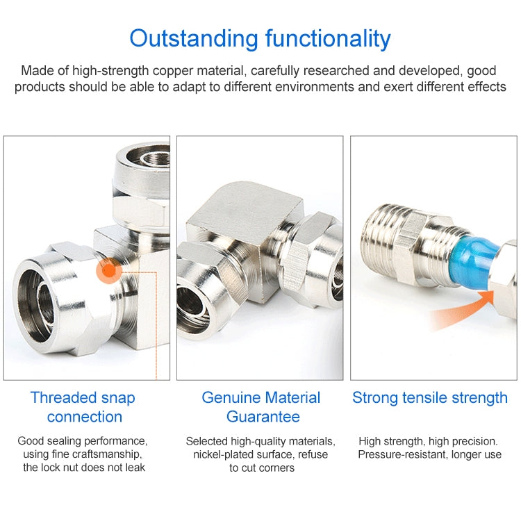 PV-8 LAIZE Nickel Plated Copper Elbow Pneumatic Quick Connector by LAIZE
