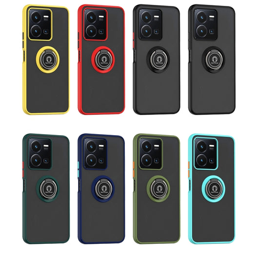 For vivo Y35 Q Shadow 1 Series TPU + PC Phone Case with Ring(Yellow) by buy2fix