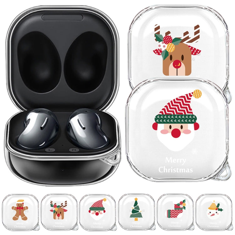 For Samsung Galaxy Buds Live Christmas Transparent TPU Earphone Case(Elk) by buy2fix