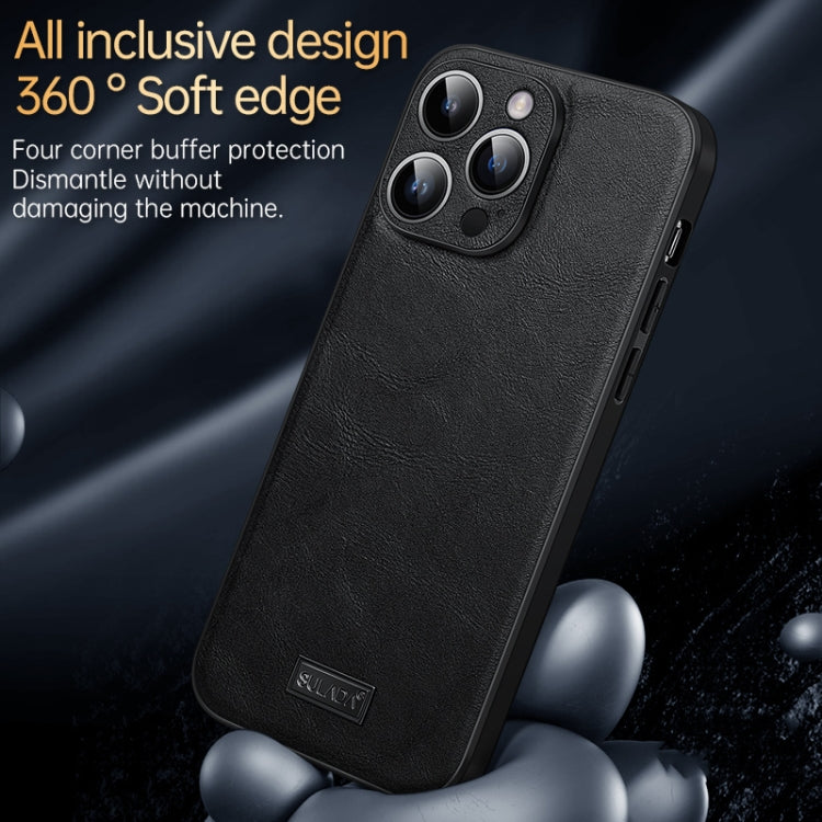 For iPhone 14 Pro Max SULADA Shockproof TPU + Handmade Leather Phone Case(Black) by SULADA