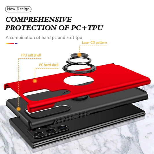 For Samsung Galaxy S23 Ultra 5G PC + TPU Magnetic Phone Case with Invisible Ring Holder(Red) by buy2fix