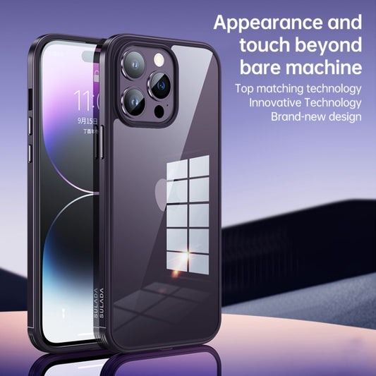 For iPhone 14 Plus SULADA Metal Frame + Nano Glass + TPU Phone Case(Dark Purple) by SULADA