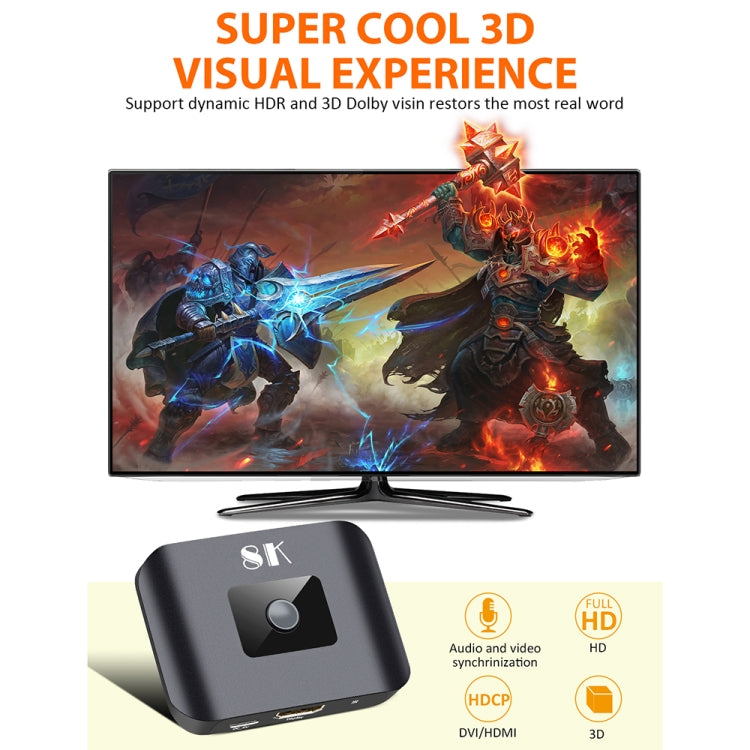 NK-H82 8K UHD HDMI 2X1 One-way Switch with Remote Control by buy2fix