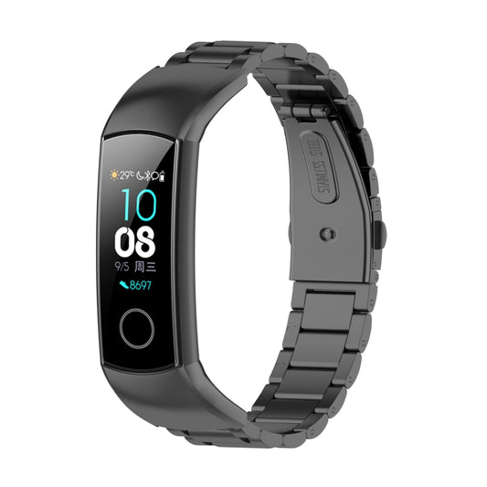 For Huawei Honor Band 4 (CRS-B19) / Honor Band 5 (CRS-B19S) Three Beads Steel Wrist Strap Watchband(Black) by buy2fix