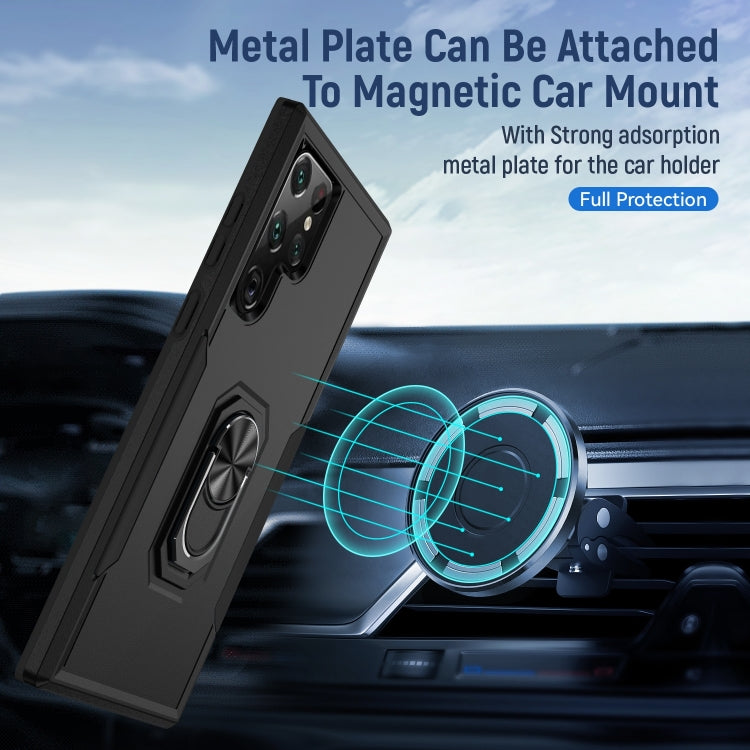 For Samsung Galaxy S23 Ultra 5G Pioneer Armor PC + TPU Holder Phone Case(Black) by buy2fix