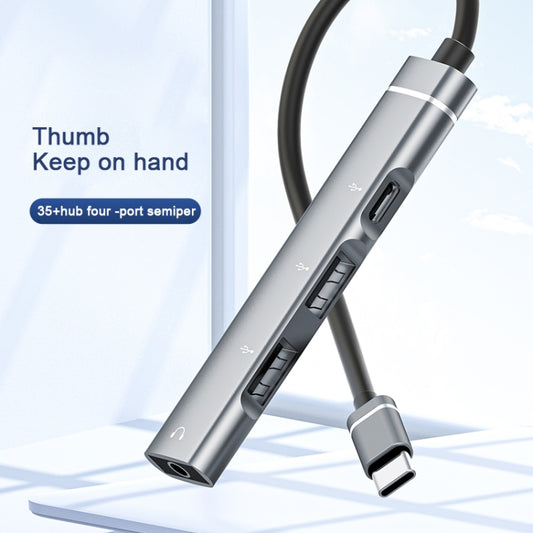 USB-C / Type-C to 3.5mm + 2USB + Type-C HUB Docking Station(Silver) by buy2fix