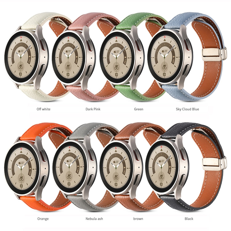 For Samsung Galaxy Watch 5 Folding Buckle Genuine Leather Watch Band(Brown) by buy2fix