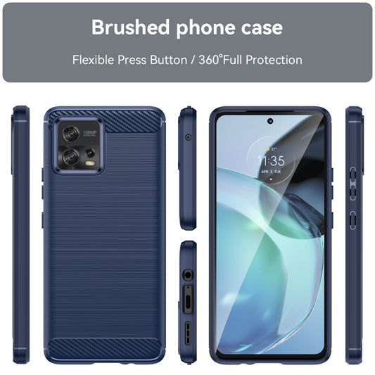 For Motorola Moto G72 5G Brushed Texture Carbon Fiber TPU Phone Case(Blue) by buy2fix