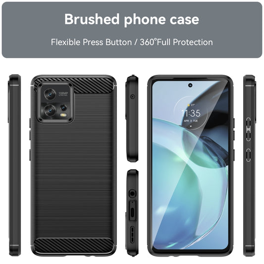For Motorola Moto G72 5G Brushed Texture Carbon Fiber TPU Phone Case(Black) by buy2fix