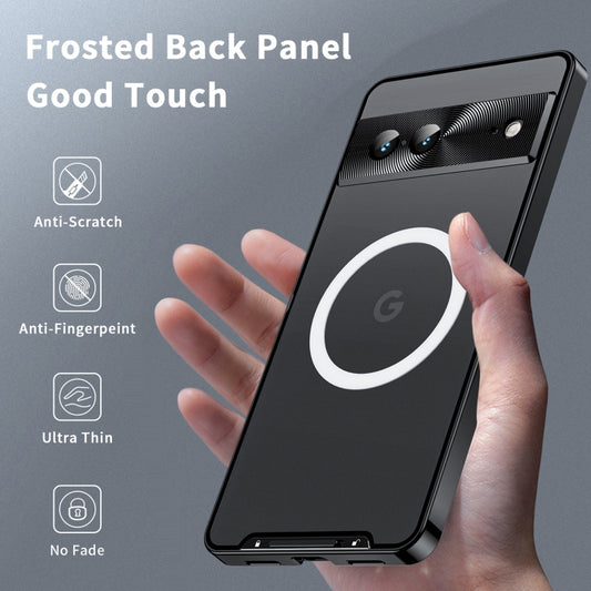 For Google Pixel 7a MagSafe Magnetic Frosted Metal Phone Case(Black) by buy2fix