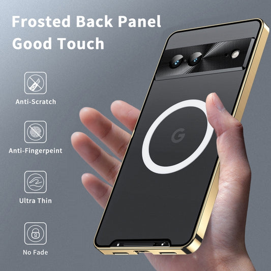 For Google Pixel 7a MagSafe Magnetic Frosted Metal Phone Case(Gold) by buy2fix