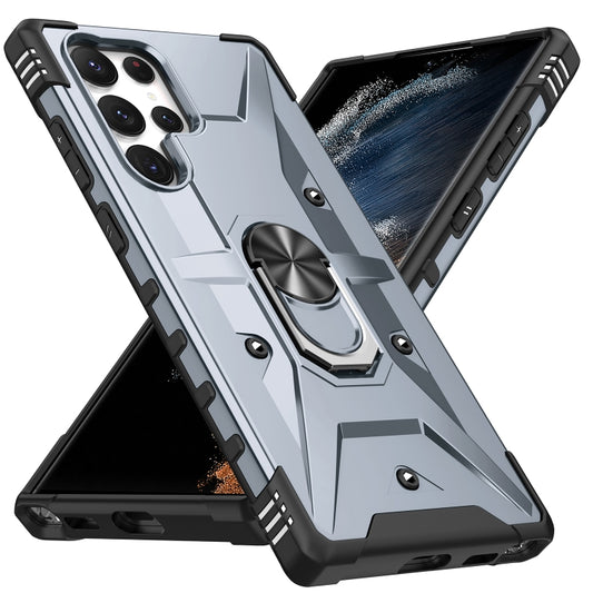 For Samsung Galaxy S23 Ultra 5G Ring Holder Phone Case(Grey) by buy2fix