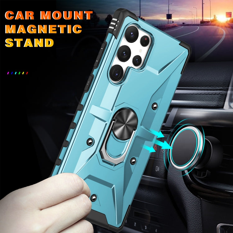 For Samsung Galaxy S23 Ultra 5G Ring Holder Phone Case(Light Blue) by buy2fix