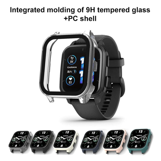 For Garmin Venu Sq2 PC + 9H Tempered Glass Integrated Protective Watch Case(Black) by buy2fix