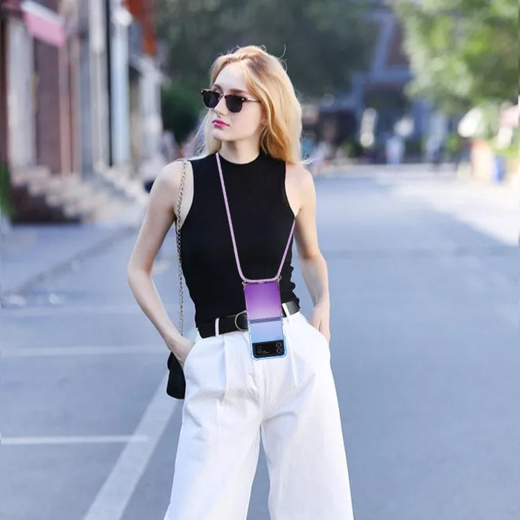 For Samsung Galaxy Z Flip3 5G Gradient Color Shockproof Phone Case with Lanyard(Gradient Pink Yellow) by buy2fix