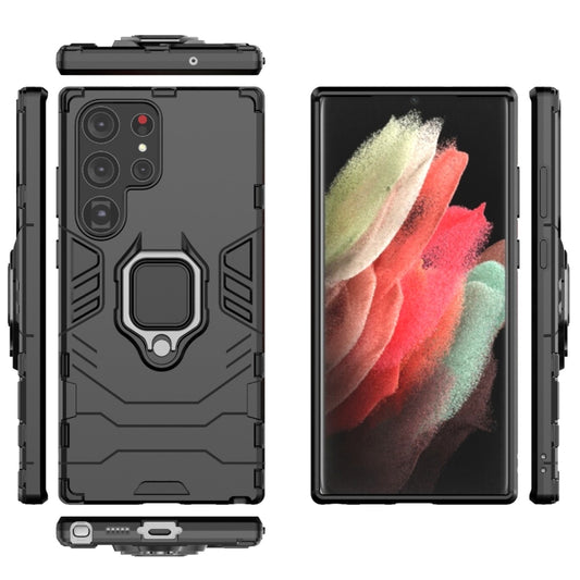 For Samsung Galaxy S23 Ultra 5G Magnetic Ring Holder PC + TPU Phone Case(Black) by buy2fix