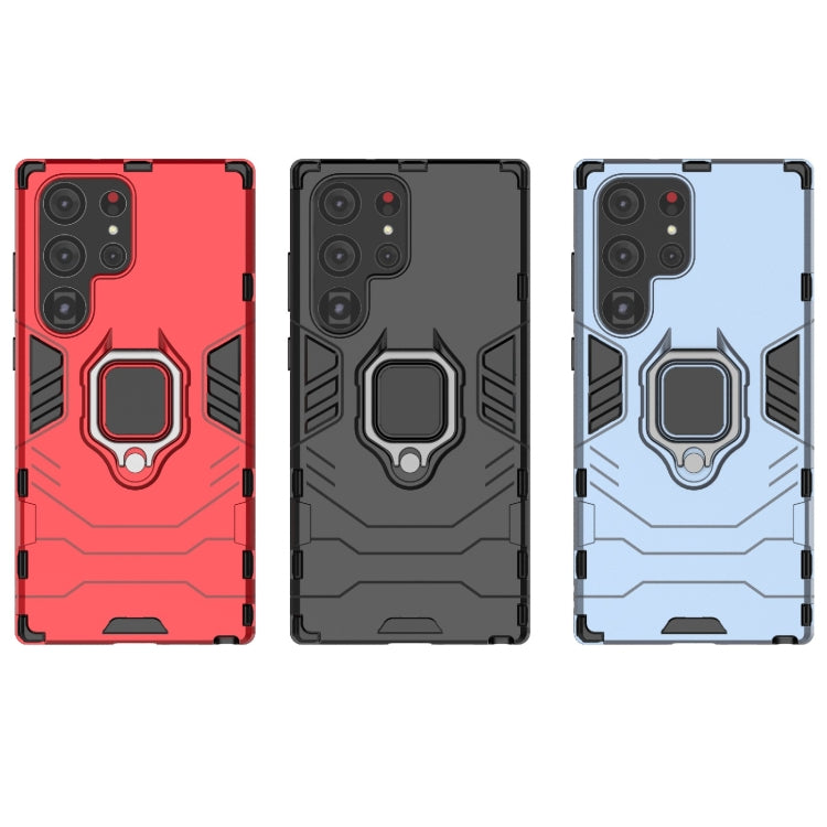 For Samsung Galaxy S23 Ultra 5G Magnetic Ring Holder PC + TPU Phone Case(Black) by buy2fix