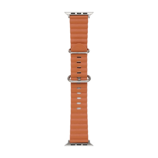 Ocean Style Leather Watch Strap For Apple Watch Ultra 49mm / Series 8&7 45mm / SE 2&6&SE&5&4 44mm / 3&2&1 42mm(Golden Brown) by buy2fix