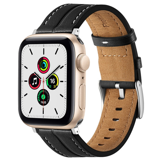 Fluted Leather Strap For Apple Watch Ultra 49mm / Series 8&7 45mm / SE 2&6&SE&5&4 44mm / 3&2&1 42mm(Black) by buy2fix