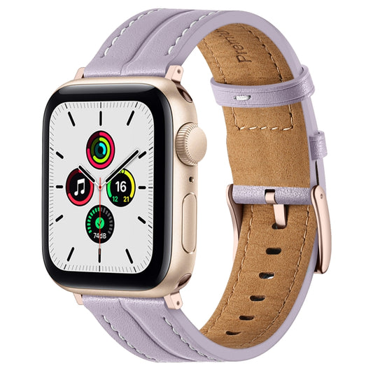 Fluted Leather Strap For Apple Watch Series 8&7 41mm / SE 2&6&SE&5&4 40mm / 3&2&1 38mm(Purple) by buy2fix