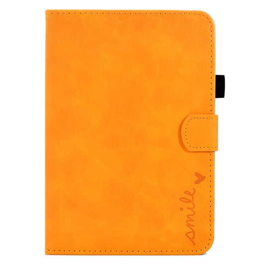 For iPad 2025 / 2022 Embossed Smile Flip Tablet Leather Smart Case(Khaki) by buy2fix