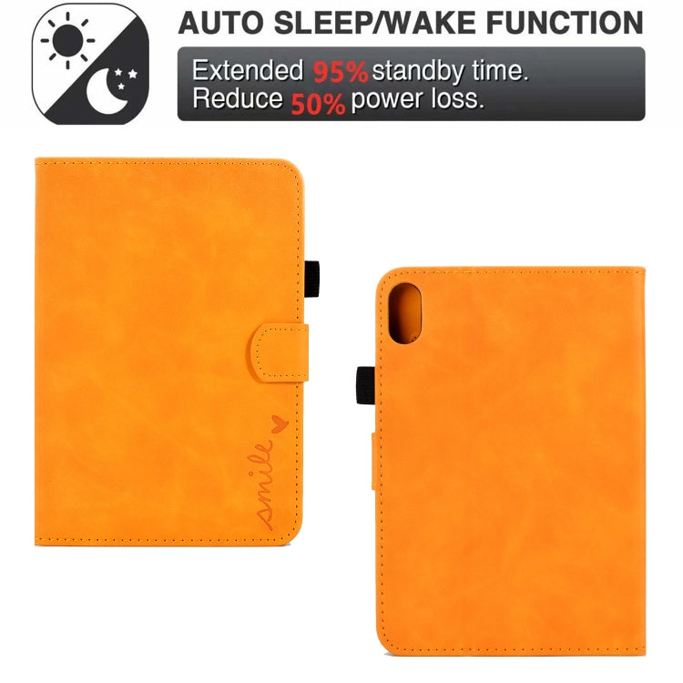 For iPad 2025 / 2022 Embossed Smile Flip Tablet Leather Smart Case(Khaki) by buy2fix
