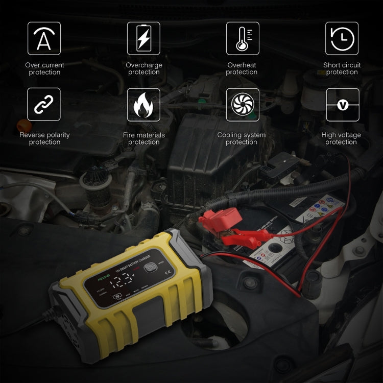 FOXSUR 6A 12V Motorcycle / Car Smart Battery Charger, Plug Type:UK Plug(Yellow) by FOXSUR