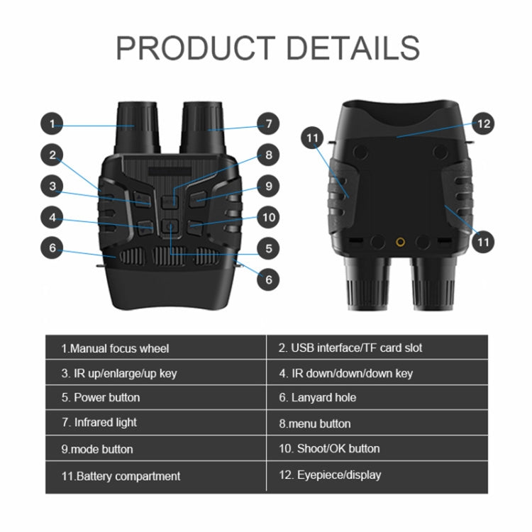NV3180 Outdoor Hunting Starlight Level Sensor Digital Night Vision Binoculars by buy2fix