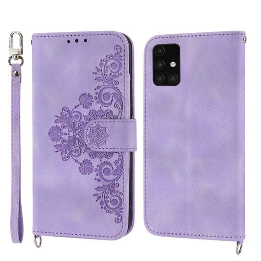 For Nothing Phone 1 Skin-feel Flowers Embossed Wallet Leather Phone Case(Purple) by buy2fix