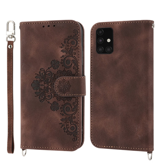 For Nothing Phone 1 Skin-feel Flowers Embossed Wallet Leather Phone Case(Brown) by buy2fix
