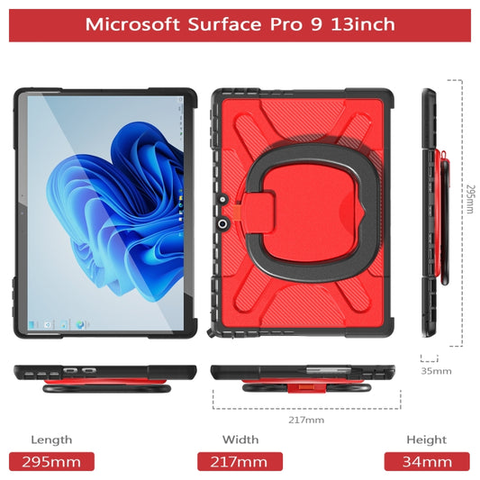 For MicroSoft Surface Pro 9 / 10 / 11 Handle Rotatable Kickstand Shockproof Tablet Case(Red) by buy2fix