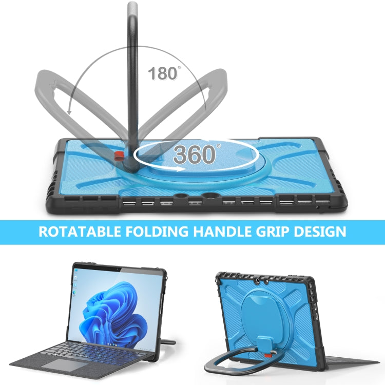 For MicroSoft Surface Pro 9 / 10 / 11 Handle Rotatable Kickstand Shockproof Tablet Case(Blue) by buy2fix