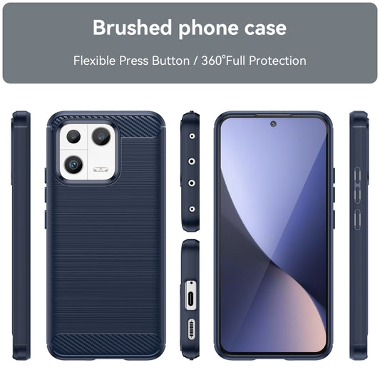 For Xiaomi 13 Brushed Texture Carbon Fiber TPU Phone Case(Blue) by buy2fix